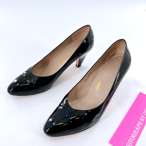 Salvatore Ferragamo Women's Black Patent Leather  Pump size 7.5 B made in Italy - Picture 2 of 13